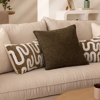 Coussin bouclette Soana 45 x 45 cm kaki