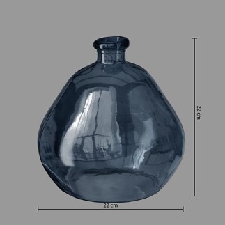 Vase rond Uly 23cm recyclé bleu