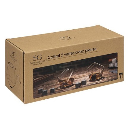Coffret 2 gobelets à whisky avec pierre