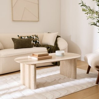 Table basse Anaya effet travertin beige