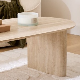 Table basse Anaya 120 x 60 x 40 cm MDF effet travertin beige