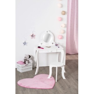 Coiffeuse enfant tabouret imprimé blanc