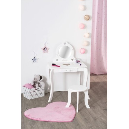 Coiffeuse enfant tabouret imprimé blanc