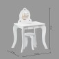 Coiffeuse enfant tabouret imprimé blanc