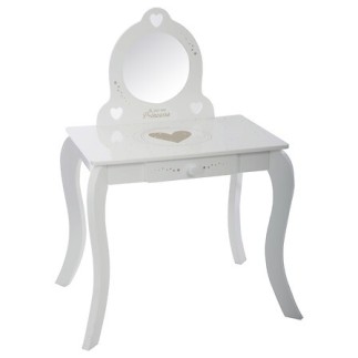 Coiffeuse enfant tabouret imprimé blanc