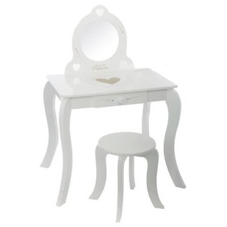 Coiffeuse enfant tabouret imprimé blanc