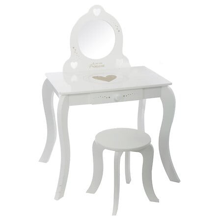 Coiffeuse enfant tabouret imprimé blanc