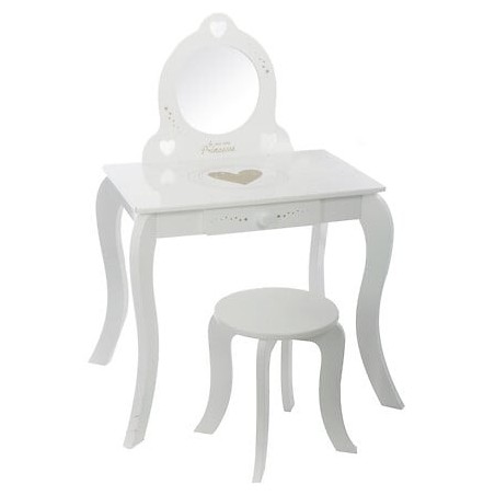 Coiffeuse enfant tabouret imprimé blanc