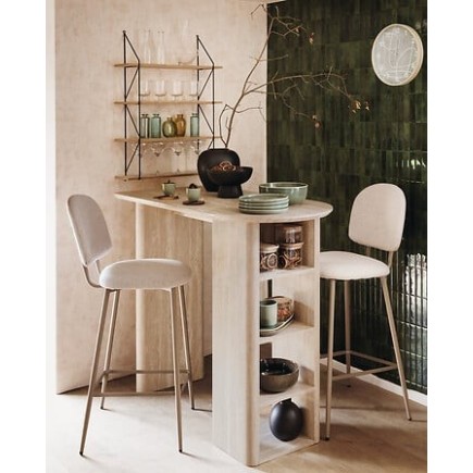 Table bar Anaya effet travertin