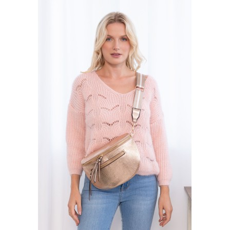 Sac banane métalisé rosé