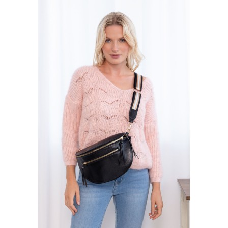 Sac banane métalisé noir