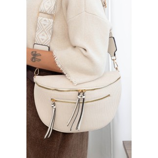 Sac banane velours côtelés beige pas cher