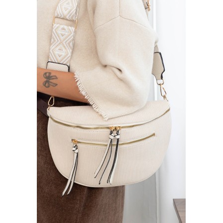 Sac banane velours côtelé beige