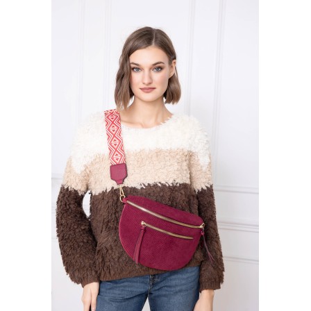 Sac banane velours côtelé bordeaux
