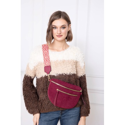 Sac banane velours côtelés bordeaux pas cher