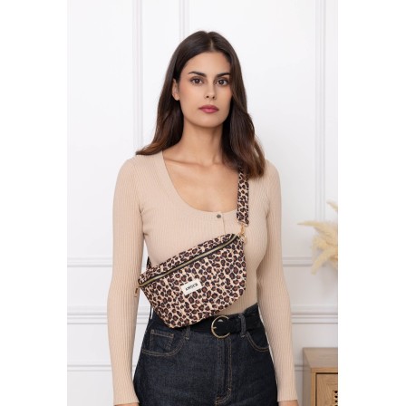 Sac banane coton léopard