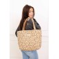 Sac cabas coton fleuri ocre