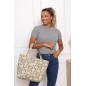 Sac cabas coton fleuri beige