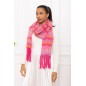 Echarpe grosses franges carreaux fuschia