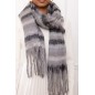 Echarpe grosses franges carreaux gris