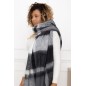 Echarpe grosses franges carreaux noir