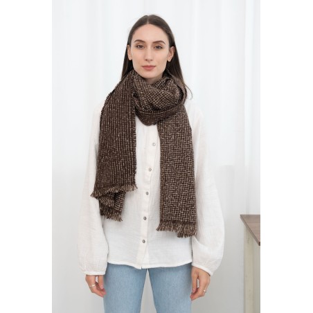 Echarpe petits carreaux marron