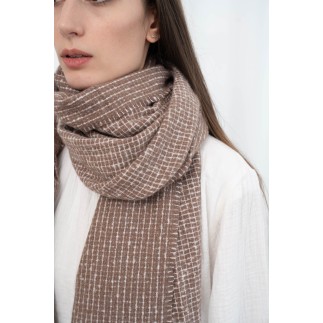 Echarpe petits carreaux taupe