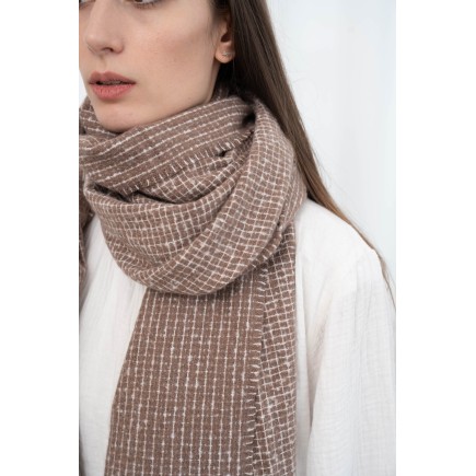 Echarpe petits carreaux taupe