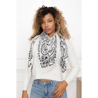 Echarpe carré Paisley blanc
