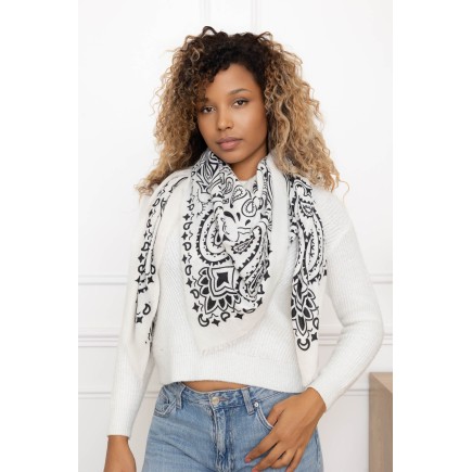 Echarpe carré Paisley blanc