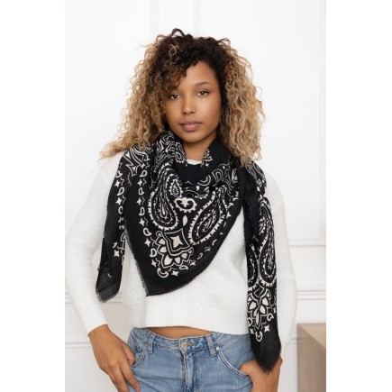 Echarpe carré Paisley noir