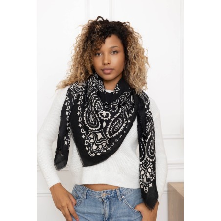 Echarpe carré Paisley noir