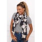 Echarpe laine fleuri noir