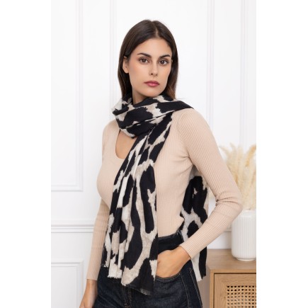 Echarpe laine léopard noir
