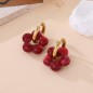 Boucles d'oreilles fleur pierre rouge