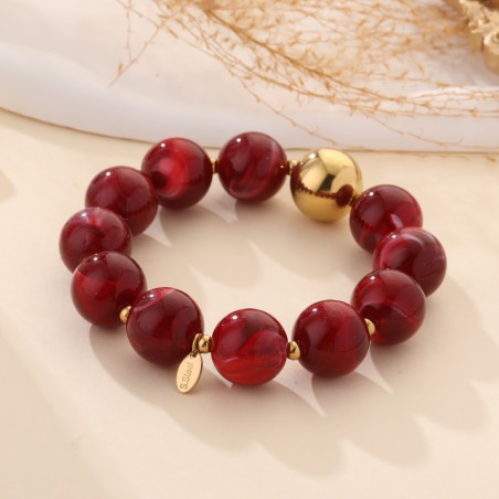 Bracelet pierres rondes rouge