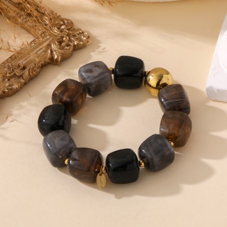 Bracelet pierres carrées noir