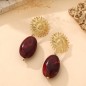 Boucles d'oreilles pierre et broche rouge