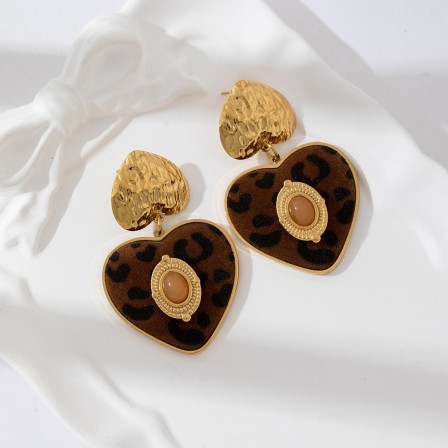 Boucles d'oreilles léopard coeur doré