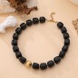 Collier pierres carrées noir