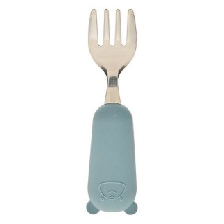 Set couverts cuillère et fourchette Yum long 16,5 cm bleu pour enfant