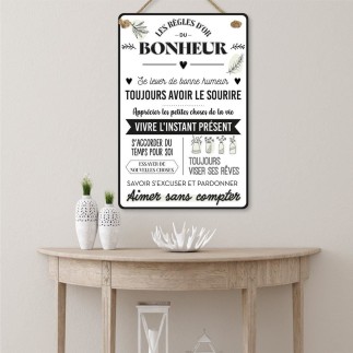 Plaque Metal 40x60 Regle Du Bonheur