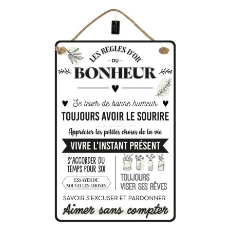 Plaque Metal 40x60 Regle Du Bonheur Plaque Metal 40x60 Regle Du Bonheur