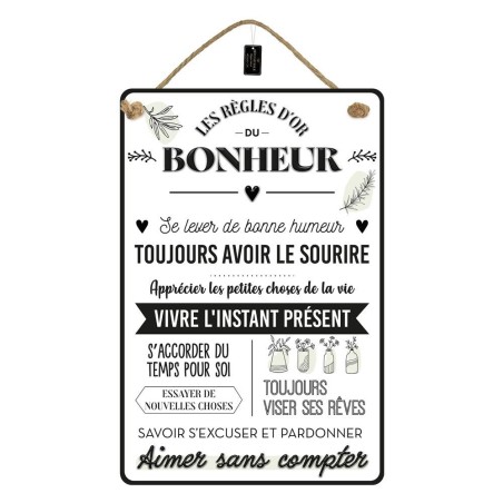 Plaque Metal 40x60 Regle Du Bonheur