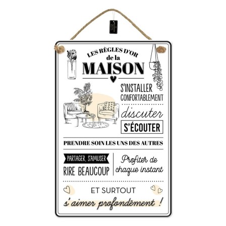 Plaque Metal 40x60 Regle De La Maison