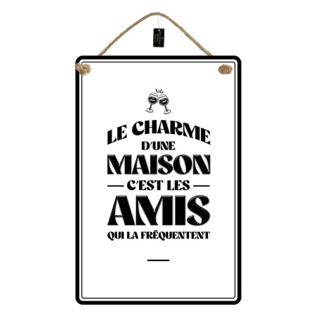Plaque Citation Bois Metal Bonheur