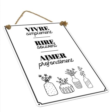 Plaque Metal 40x60 Vivre, Rire, Aimer