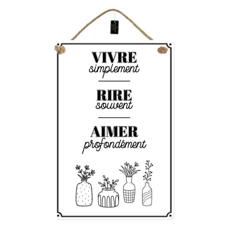Plaque Metal 40x60 Vivre, Rire, Aimer