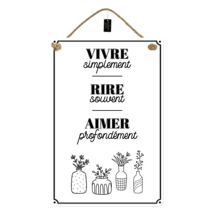 Plaque Metal 40x60 Vivre, Rire, Aimer