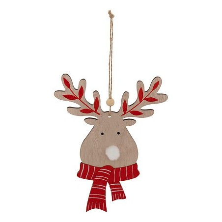 Sujet renne écharpe bois 17cm